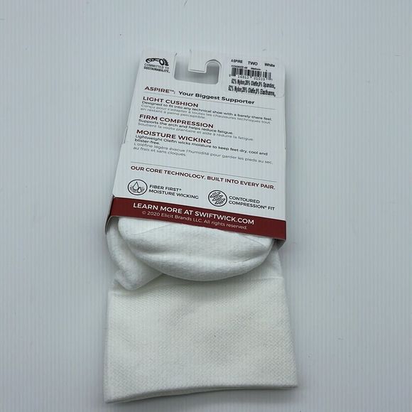 Swiftwick aspire two Quarter Crew Socks White Size Medium New - Picture 4 of 5